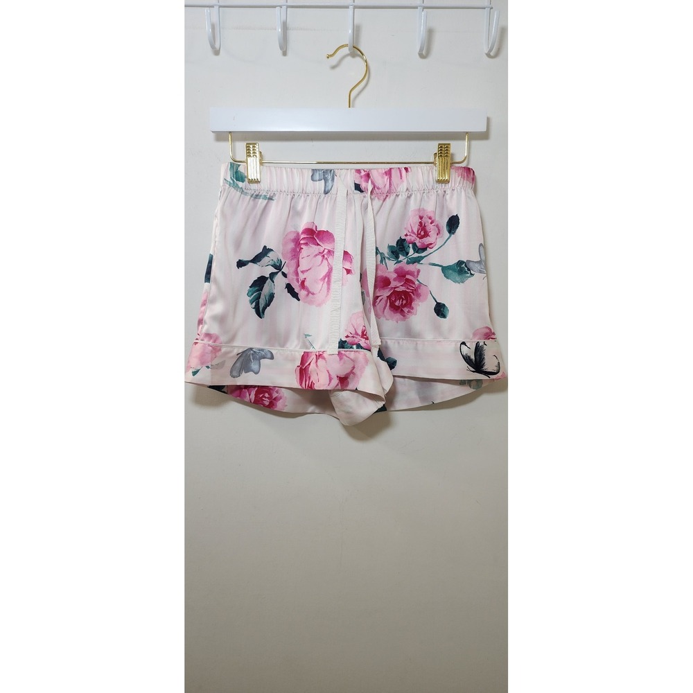 Victorias Secret Pink Floral Butterfly Satin Pajama Shorts XS Sleepwear 406058